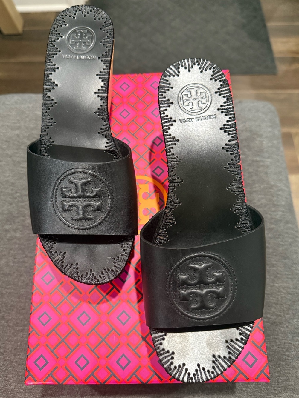 Tory Burch Wedge Slide (Patty 80mm)Sz 6.5 Black NIB